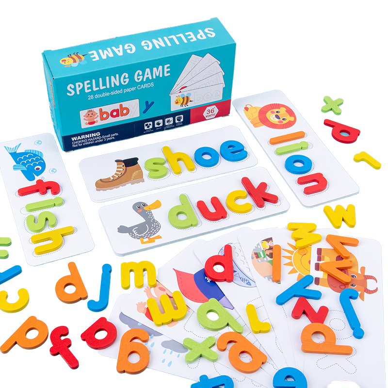 Educational Kid Learning Toy Wooden Block Puzzle Alphabet Cognition Spelling Game 26 English Alphabet
