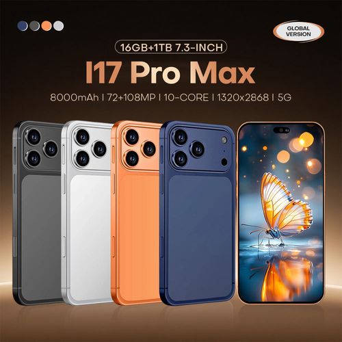 2025 New Arrival Original I17 Pro Max 5G Smartphone 16+1TB Android 15 120Hz 7.3 Display 108MP Rear Camera Deca Core 5G Phone