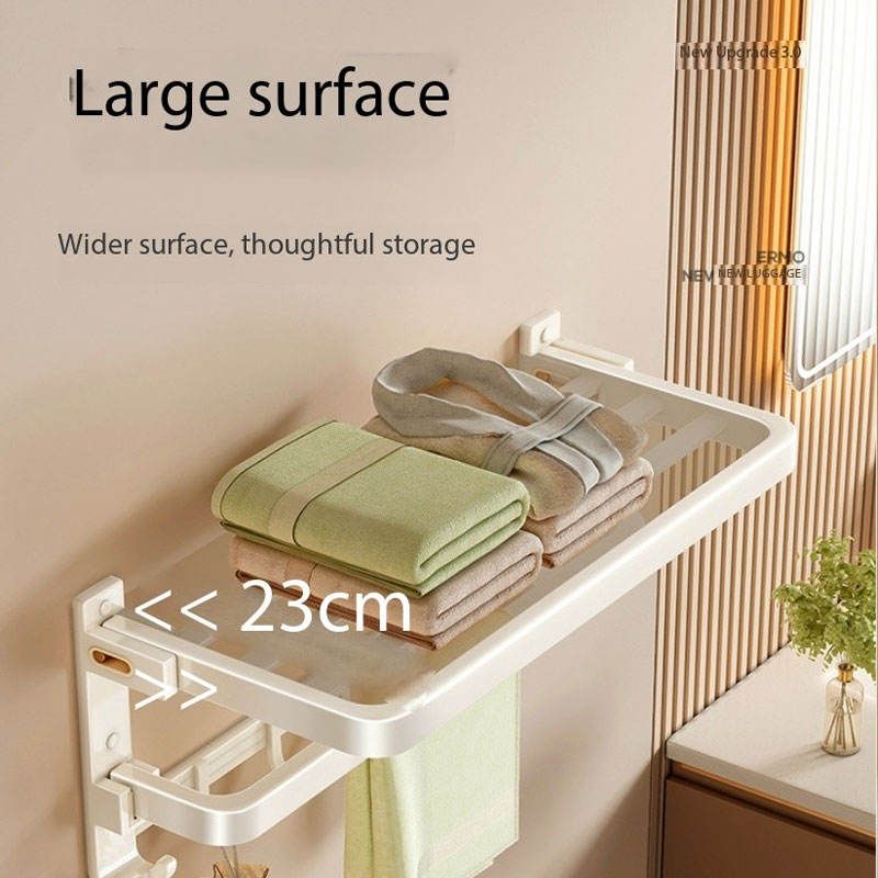 Cream-Style Towel Rack - No-Drill White Space Aluminium Bathroom Towel Shelving Unit, Bathroom Wall Accessory