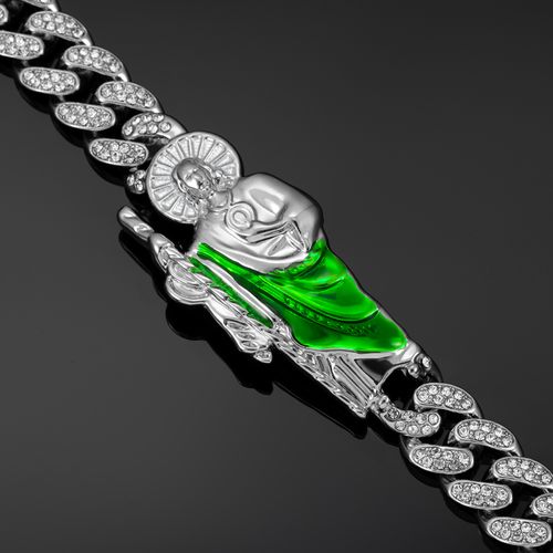 New hip-hop trendy men's style diamond-encrusted chain religious St. Jude accessory personalized patchwork St. Jude bracelet