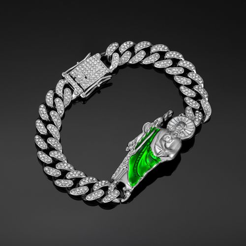 New hip-hop trendy men's style diamond-encrusted chain religious St. Jude accessory personalized patchwork St. Jude bracelet