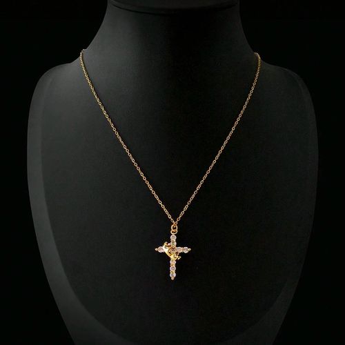 Simple Crown Cross Pendant Choker Necklace for Women Men Girls Party Trendy Exguisite Jewelry for Black Friday Christmas Gift