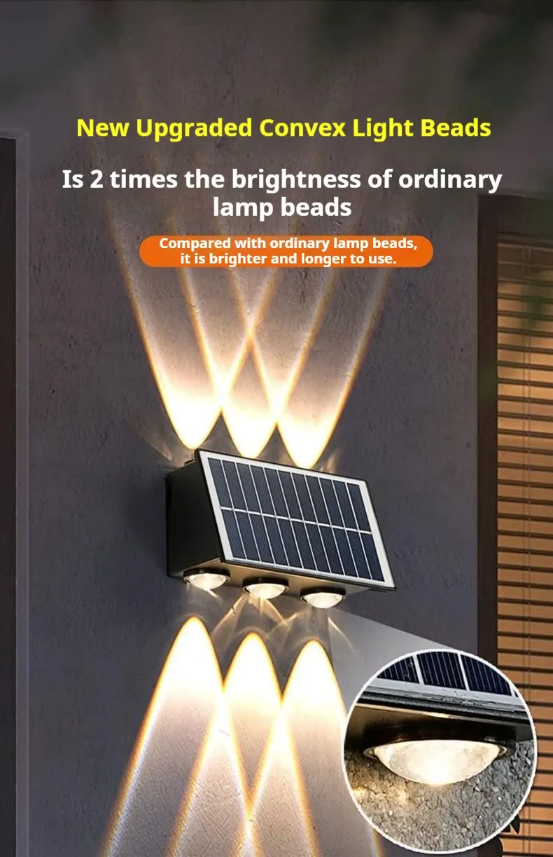 Outdoor Solar LED Wall Lamps Up-and-down Luminous Waterproof RGB Garden Passageway Street Courtyard Lighting