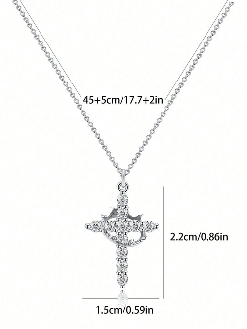 Simple Crown Cross Pendant Choker Necklace for Women Men Girls Party Trendy Exguisite Jewelry for Black Friday Christmas Gift