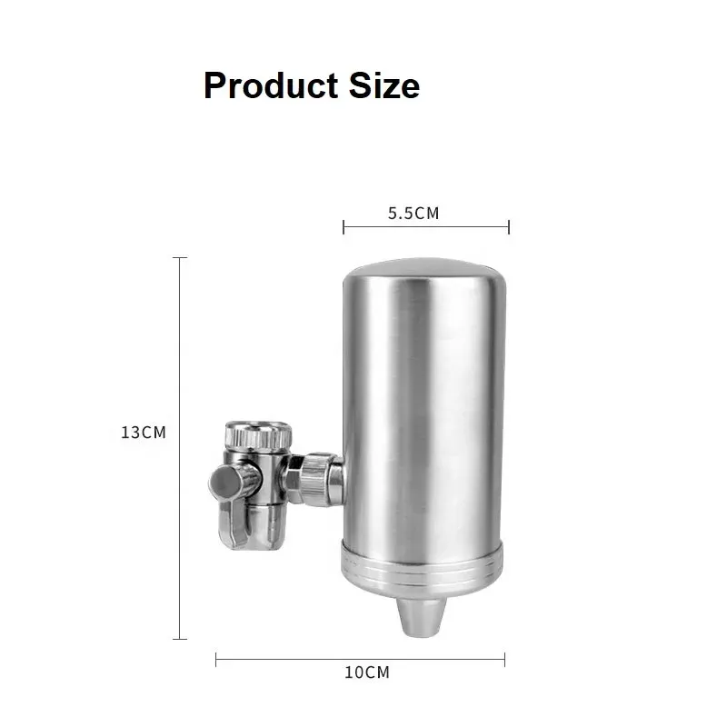 304 Stainless Steel SS Household Kitchen Ceramic Faucet Filter, Faucet Water Purifier, Activated Carbon Faucet Water Purifier