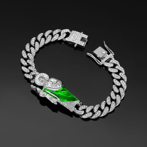 New hip-hop trendy men's style diamond-encrusted chain religious St. Jude accessory personalized patchwork St. Jude bracelet