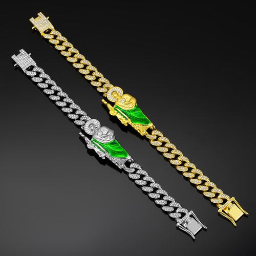 New hip-hop trendy men's style diamond-encrusted chain religious St. Jude accessory personalized patchwork St. Jude bracelet