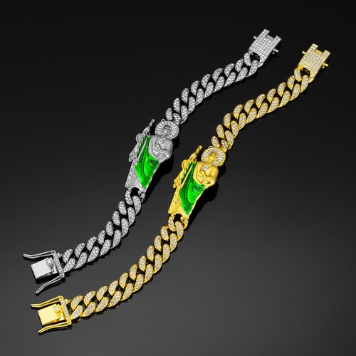New hip-hop trendy men's style diamond-encrusted chain religious St. Jude accessory personalized patchwork St. Jude bracelet