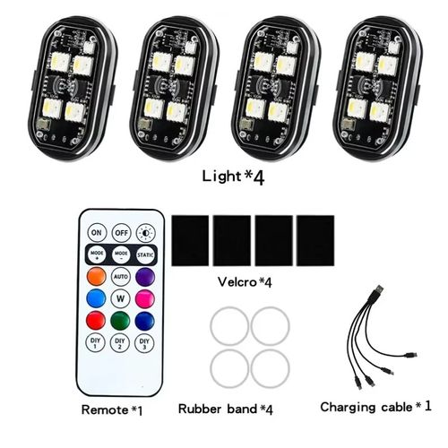 8 Colors LED Strobe Lights Wireless Car Decor Atmosphere Light Rechargeable Led Lights Anti-Collision LED Warning Light