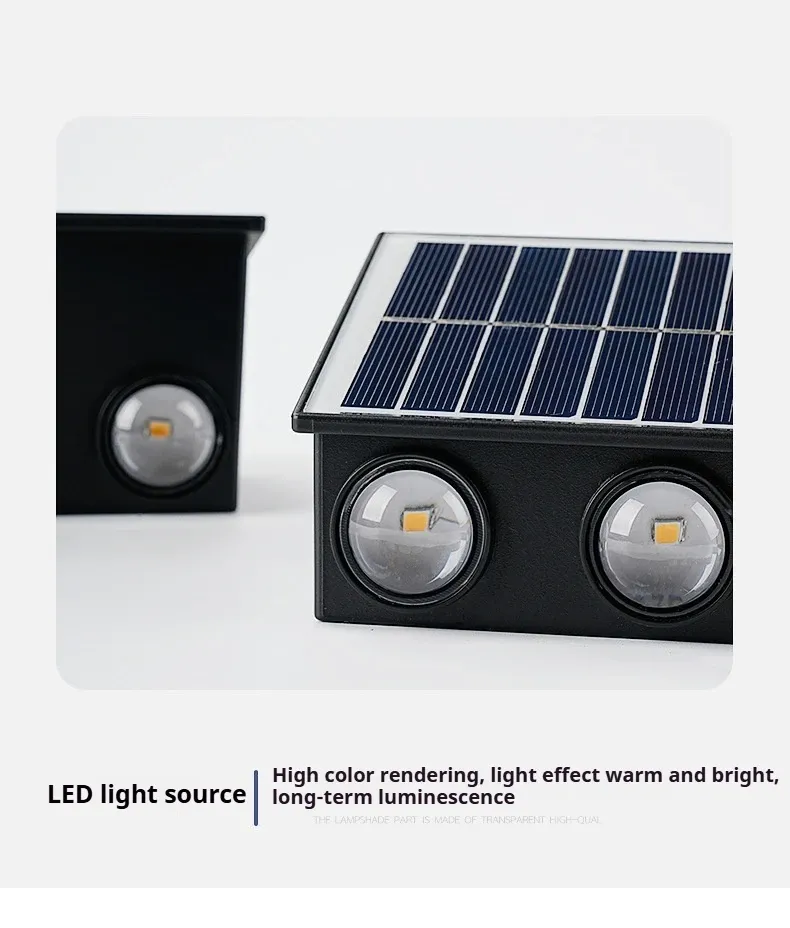 Outdoor Solar LED Wall Lamps Up-and-down Luminous Waterproof RGB Garden Passageway Street Courtyard Lighting