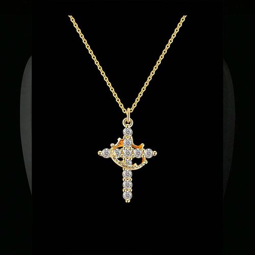 Simple Crown Cross Pendant Choker Necklace for Women Men Girls Party Trendy Exguisite Jewelry for Black Friday Christmas Gift