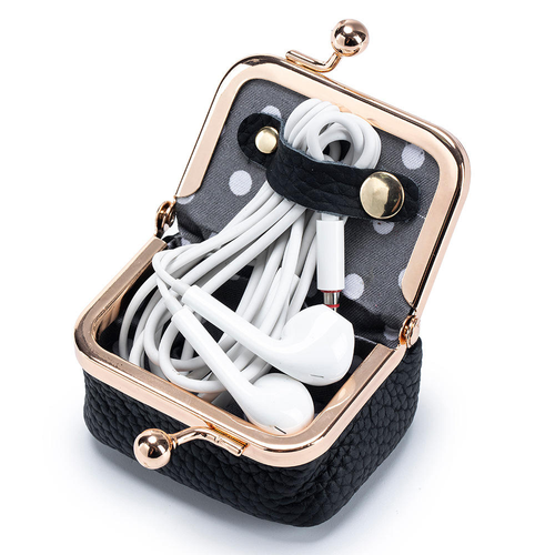 Compact Clasp Bag with Genuine Leather