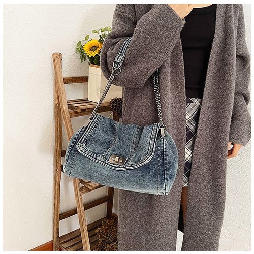 Retro casual denim bag 2025 new high-end chain shoulder bag
