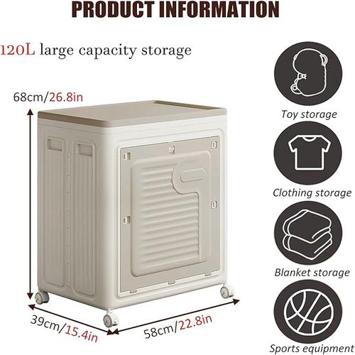 120L Rolling Storage Bin for Home