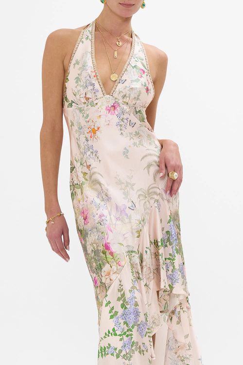 2025 new 100% silk dress light luxury high-end mulberry silk printed holiday travel seaside suspender skirt
