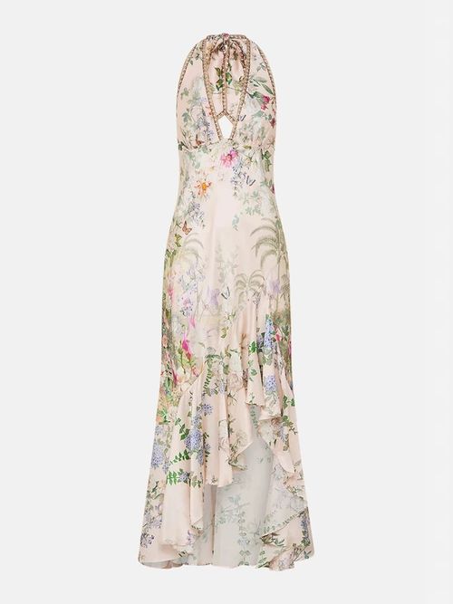 2025 new 100% silk dress light luxury high-end mulberry silk printed holiday travel seaside suspender skirt