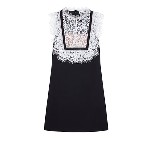 Summer new black and white contrast lace slim little black dress diamond sleeveless dress for petite