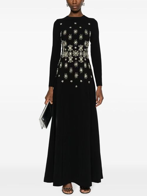 Quality spot star dress 2025 new temperament heavy beaded diamond long sleeve long dress long skirt