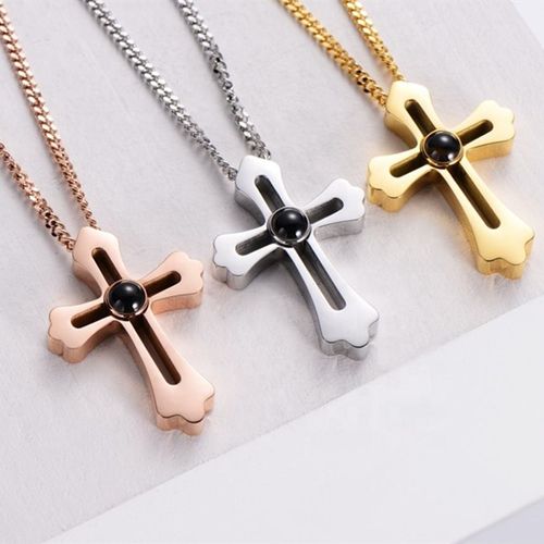Titanium Steel 100 Languages I Love You Projection Cross Pendant Necklaces Valentine Jewelry Photo Custom Projection Necklace