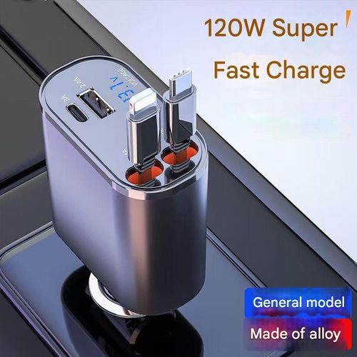 Car retractable cable multi-port charger