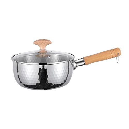 Snow flat anti-overflow pot with wooden handle