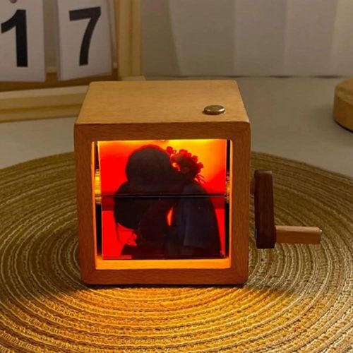 Custom Flip Book Frame Hand Crank Photo Album Personalized Lighted Photo Album Mini Wooden Flip Book