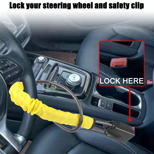 Car steering wheel lock thick steel cable handle lock car seat belt buckle lock universal anti-theft lock car lock