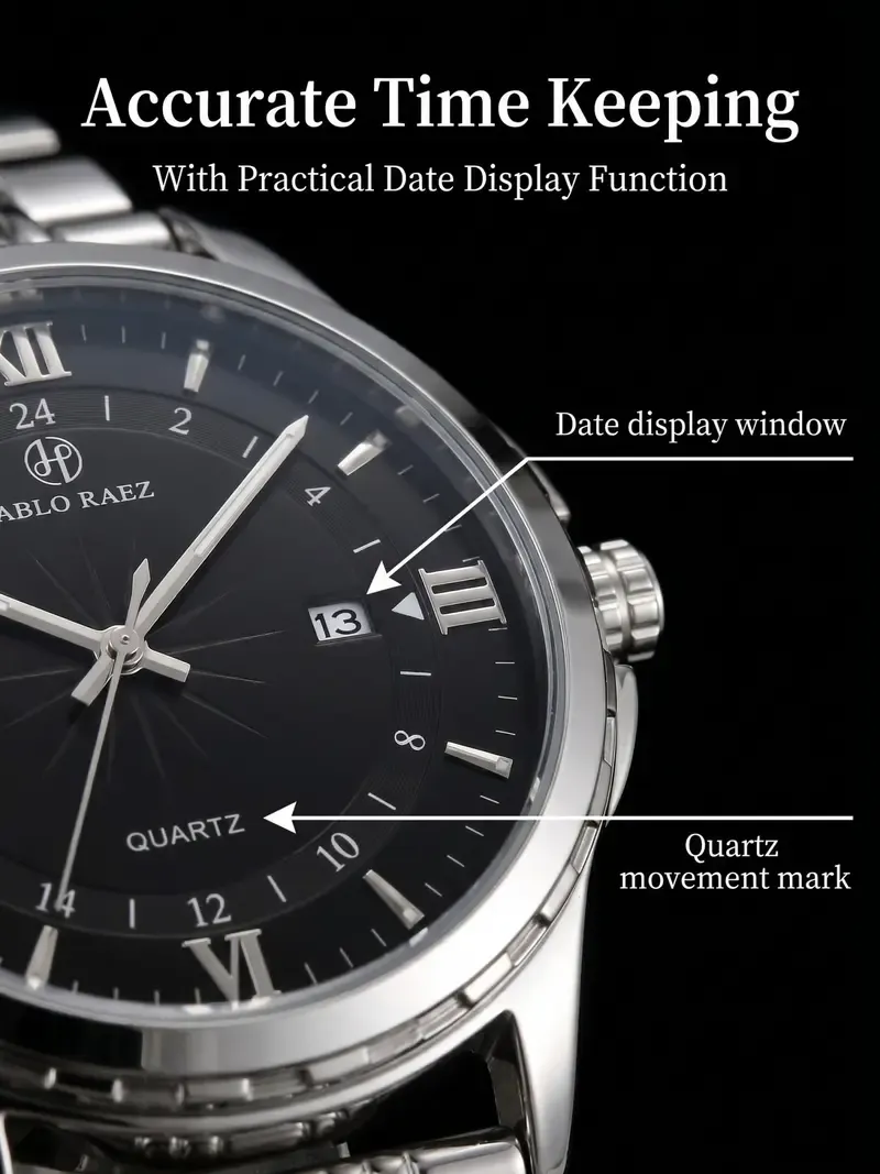 Men's Business Fashion Round Dial Analog Steel Quartz Watch, Fashion Watch for Party, Trendy All-match & Exquisite Watch with Box, Luminous Waterproof Watch