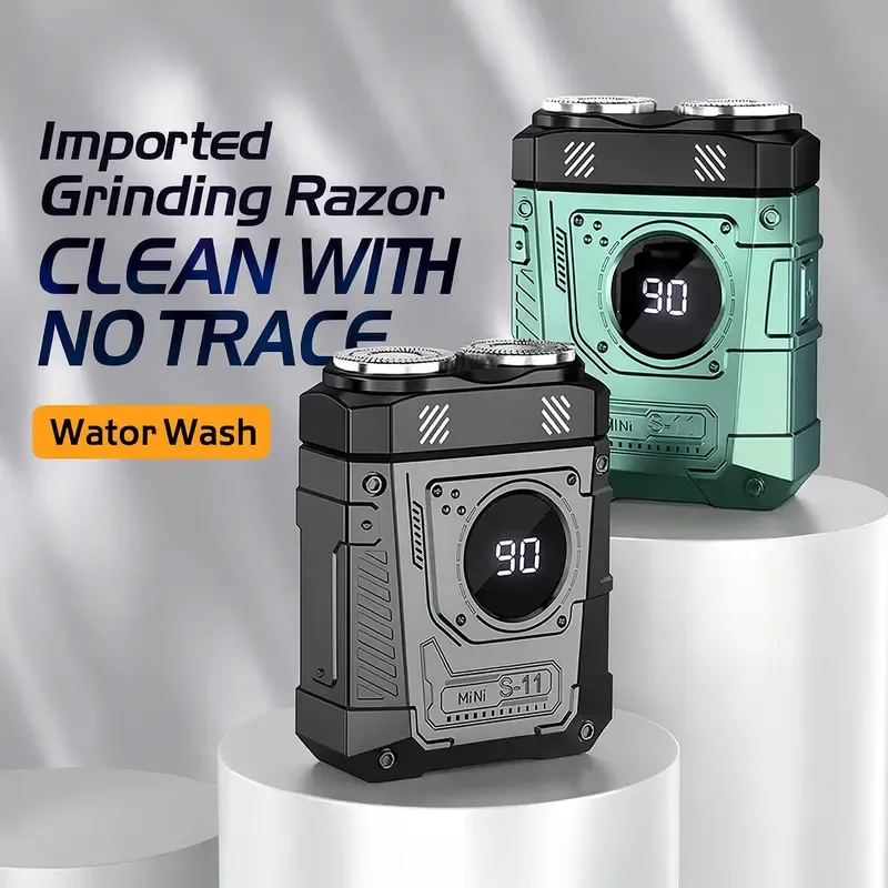 Mini Electric Shaver for Men Precision Magnetic Dual-Blade Razor with Upgraded Stainless Steel Blades USB-Rechargeable Ultra-Compact Pocket Shaver for Travel, Car, Office & Daily Grooming