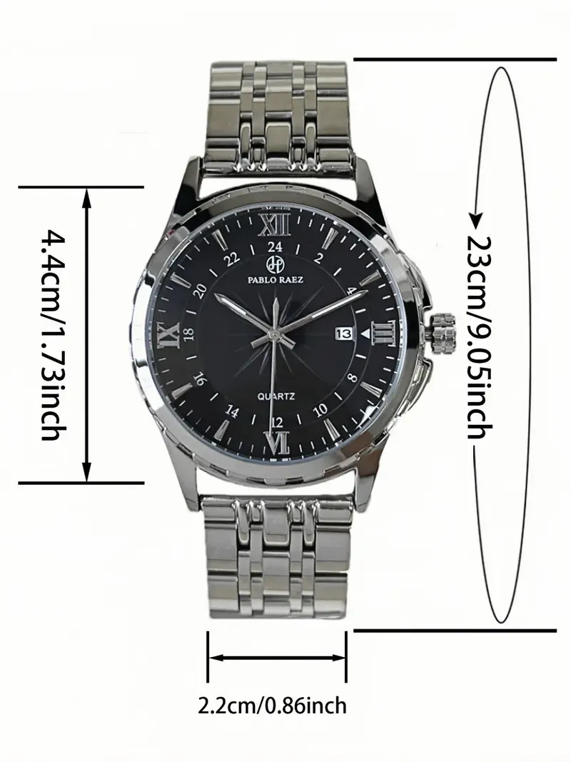Men's Business Fashion Round Dial Analog Steel Quartz Watch, Fashion Watch for Party, Trendy All-match & Exquisite Watch with Box, Luminous Waterproof Watch