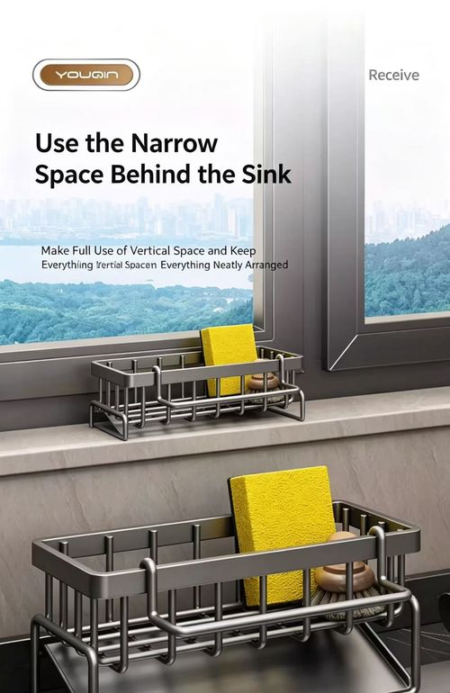 All-in-One Kitchen Sink Organizer: Drain Rack, Dishcloth Holder & Faucet Caddy — Space-Saving Storage Must-Have.