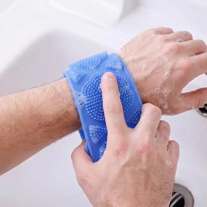 Double-Sided Silicone Back Scrubber, Exfoliating Body Brush Strap, Gentle Bathing Accessory for All Skin Types, Body Brush for Showering, Flexible Silicone Body Brushes,back to school