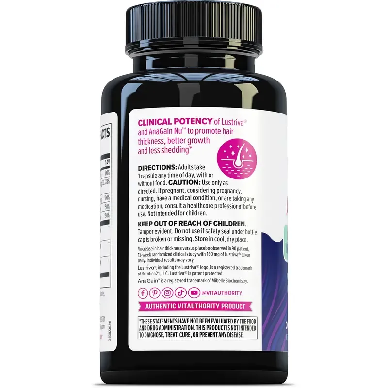 Vitauthority Hair Growth Activate Capsules - 30 Count, Clinically Studied Ingredients for Thicker Fuller Hair in 3 Weeks, Once Daily Formula