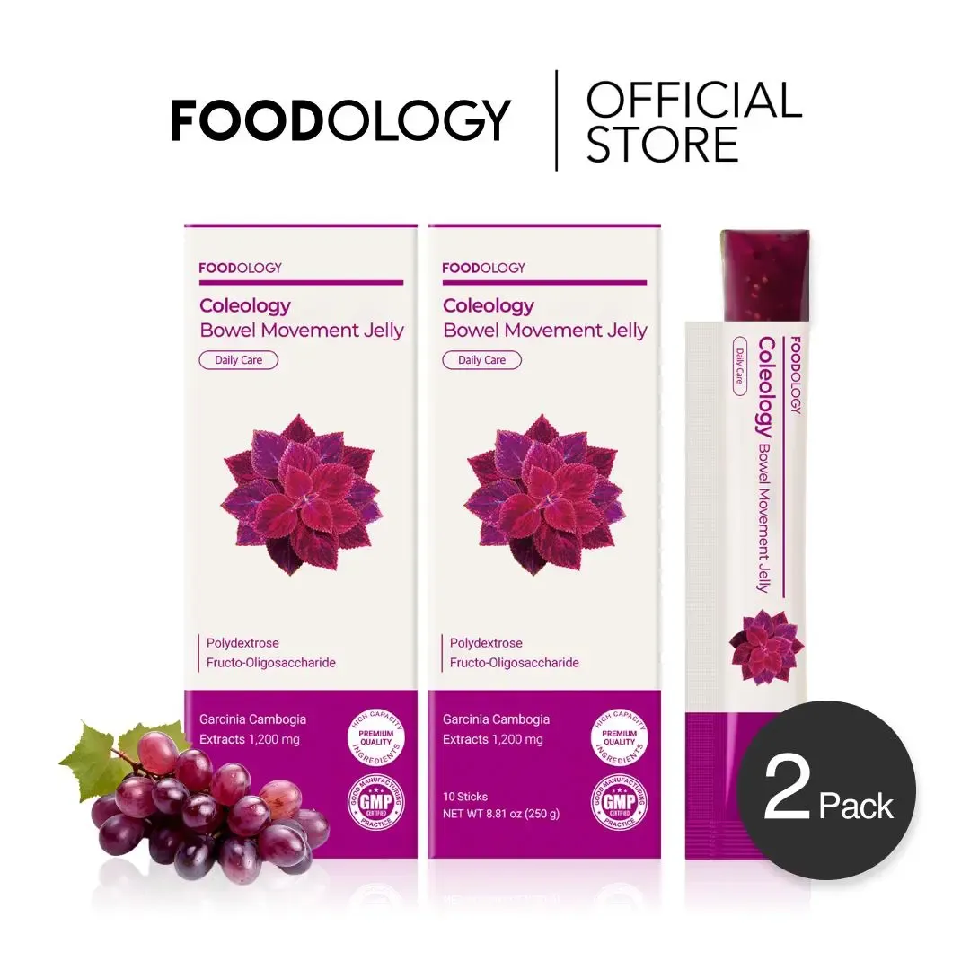 FOODOLOGY  Coleology Bowel Movement Jelly, Gut Comfort Relieves Bloating and Supports more Comfortable Grape-Flavored Jelly Sticks,Fiber Supplement , Garcinia Cambogia, Collagen, Chia Seeds 1 Pack of 10