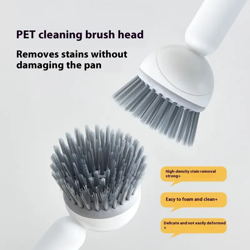 6-in-1 ABS Dish Brush with Soap Detergent Dispenser, Adjustable Angle, Rotatable Scrub Function, Wall Mount - Includes Scouring Pad, Ideal for Sink, Pots, Pans Kitchen Cleaning