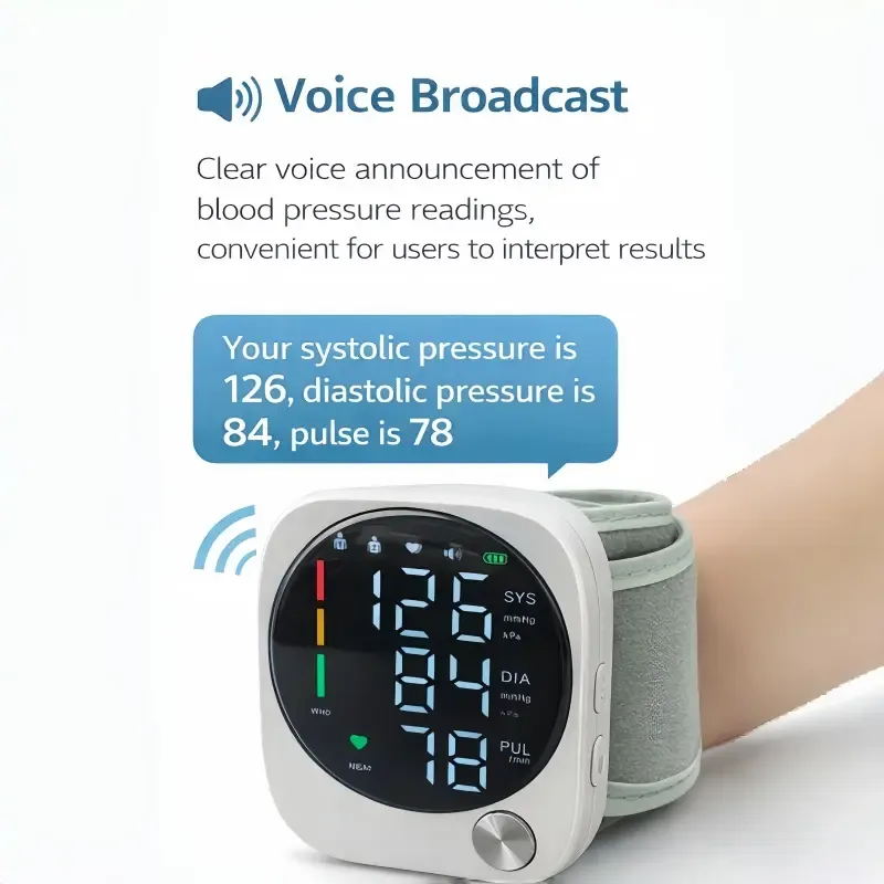 DealsForYouDays Rechargeable Wrist Blood Pressure with LED Touch Screen, Voice Broadcast & 99x2 Memory — Accurate Home BP Tracking Made Simple