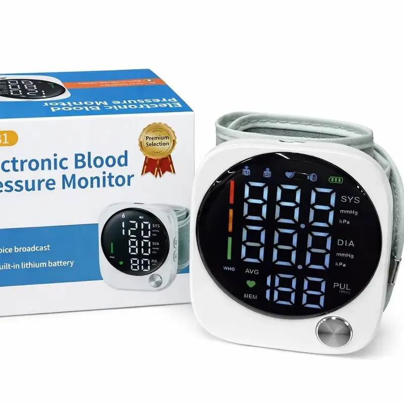 DealsForYouDays Rechargeable Wrist Blood Pressure with LED Touch Screen, Voice Broadcast & 99x2 Memory — Accurate Home BP Tracking Made Simple