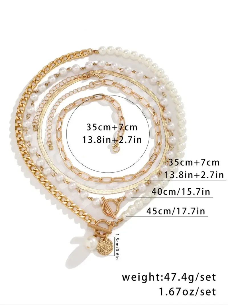Faux Pearl Decorated Layered Pearl Chain Necklace, Layered Necklaces, Dangling Pearl Necklace, Fashion Jewelry for Party, Daily Clothing Decor, Trendy All-match & Exquisite Jewelry for Birthday Gift, Chic Gorgeous Jewelry