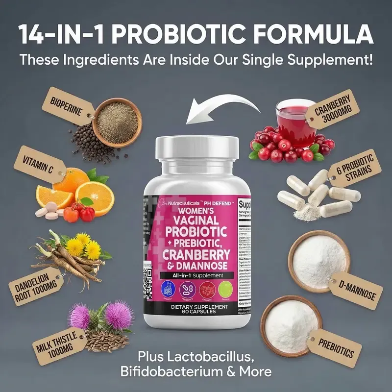 2-bottle set  Clean Nutraceuticals Vaginal Probiotics For Women + Prebiotics, Cranberry, Dmannose & More for Women's Healthy Odor and Tract Support Capsules – PH Defend