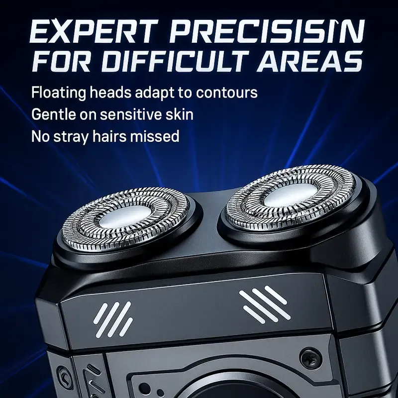 Mini Electric Shaver for Men Precision Magnetic Dual-Blade Razor with Upgraded Stainless Steel Blades USB-Rechargeable Ultra-Compact Pocket Shaver for Travel, Car, Office & Daily Grooming