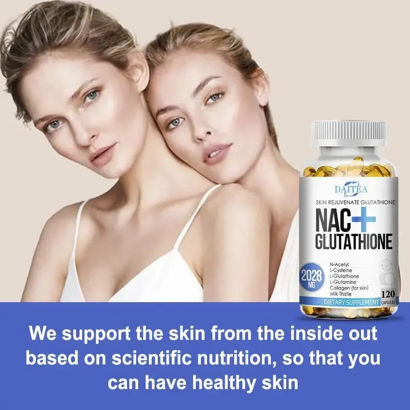 Daitea NAC + Glutathione Health Supplement, Supports Liver Health, Supports Skin Health,120 Capsules Vitamins Healthcare