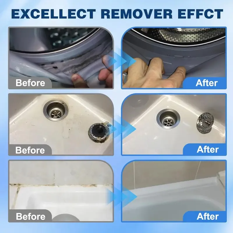 Say Goodbye to Stubborn Mold! Miracle Mold Remover Gel + Scrub Brush | Best for Shower Caulk, Tile & Washer Seals (7oz)