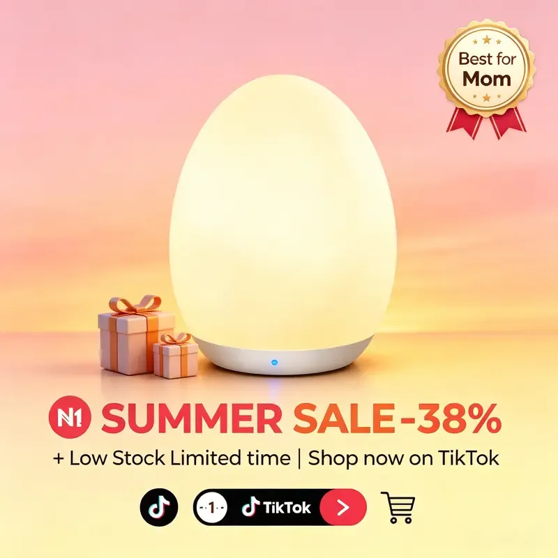 Kid's Night Light, Egg-Shaped Lamp, 7-Color RGB with Stepless Dimming, Rechargeable, Touch-Sensitive Switch – Baby Supplies, Home Decor, Mother's Day Special, Summer Ambiance, USB Rechargeable, Wireless Portable Lamp
