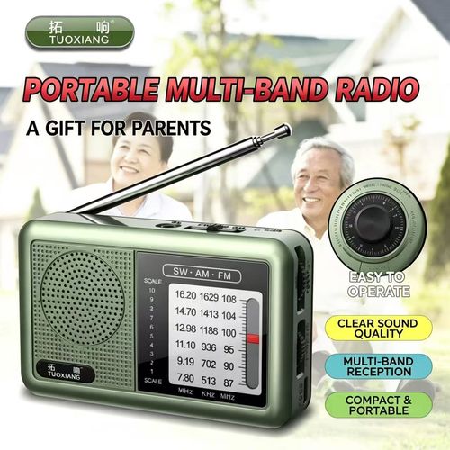 Tuoxiang 6665 Multi-Band Radio for Seniors, Old-Style Manual Semiconductor Pocket Radio, Rechargeable Mini Portable Broadcast Receiver