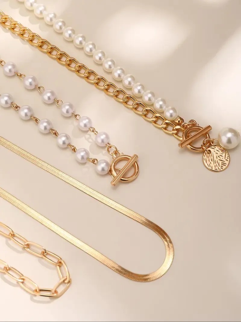 Faux Pearl Decorated Layered Pearl Chain Necklace, Layered Necklaces, Dangling Pearl Necklace, Fashion Jewelry for Party, Daily Clothing Decor, Trendy All-match & Exquisite Jewelry for Birthday Gift, Chic Gorgeous Jewelry