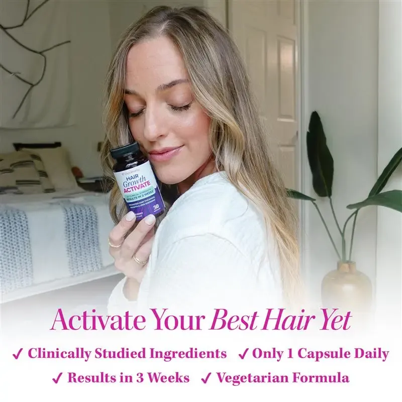 Vitauthority Hair Growth Activate Capsules - 30 Count, Clinically Studied Ingredients for Thicker Fuller Hair in 3 Weeks, Once Daily Formula