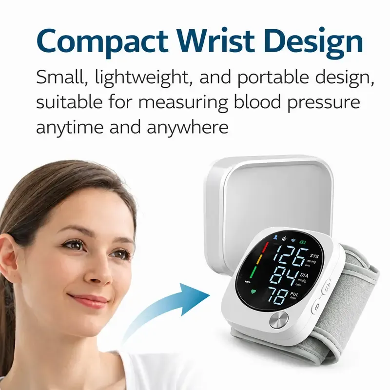 DealsForYouDays Rechargeable Wrist Blood Pressure with LED Touch Screen, Voice Broadcast & 99x2 Memory — Accurate Home BP Tracking Made Simple