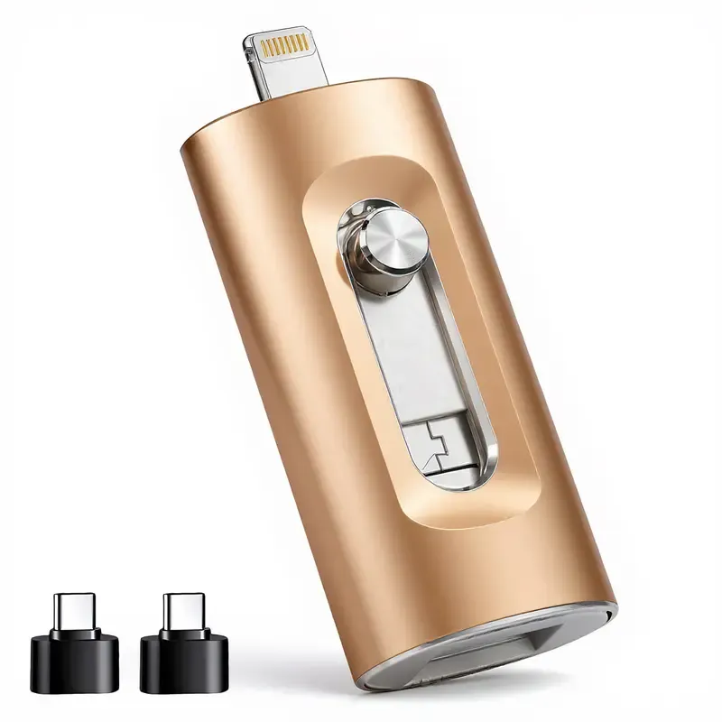 4 in 1 256GB Flash Drive, High-Speed USB 3.0 External Storage for iPhone Android PC Mac, OTG Flash Pen Drive with Free Type-C, High Speed USB Memory Stick iPhone Flash Drive for Photos Videos