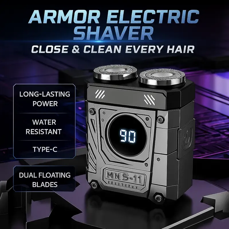 Mini Electric Shaver for Men Precision Magnetic Dual-Blade Razor with Upgraded Stainless Steel Blades USB-Rechargeable Ultra-Compact Pocket Shaver for Travel, Car, Office & Daily Grooming