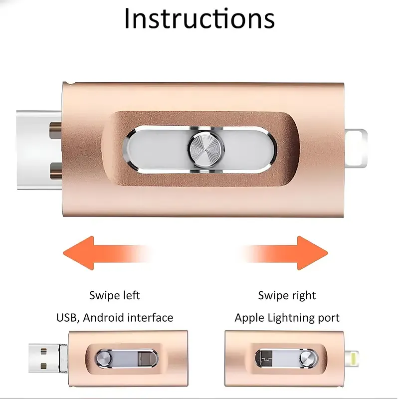 4 in 1 256GB Flash Drive, High-Speed USB 3.0 External Storage for iPhone Android PC Mac, OTG Flash Pen Drive with Free Type-C, High Speed USB Memory Stick iPhone Flash Drive for Photos Videos